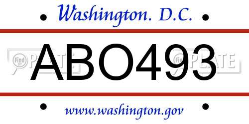 ABO493 District Of Columbia License Plate