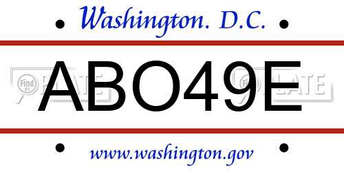 ABO49E District Of Columbia License Plate