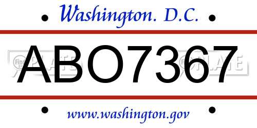 ABO7367 District Of Columbia License Plate
