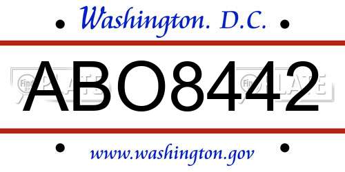 ABO8442 District Of Columbia License Plate