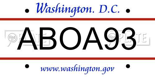 ABOA93 District Of Columbia License Plate
