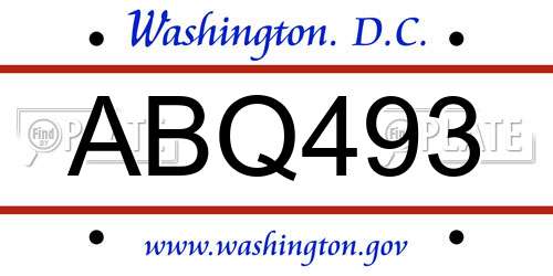 ABQ493 District Of Columbia License Plate