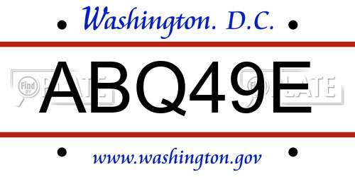 ABQ49E District Of Columbia License Plate