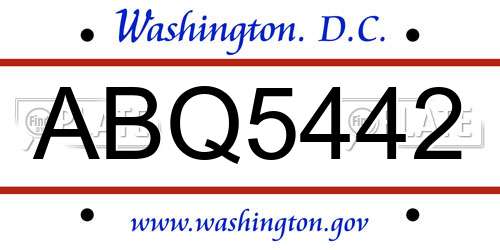 ABQ5442 District Of Columbia License Plate