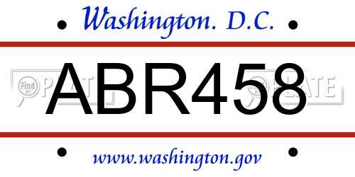 ABR458 District Of Columbia License Plate