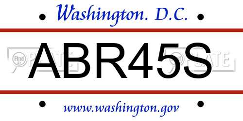 ABR45S District Of Columbia License Plate