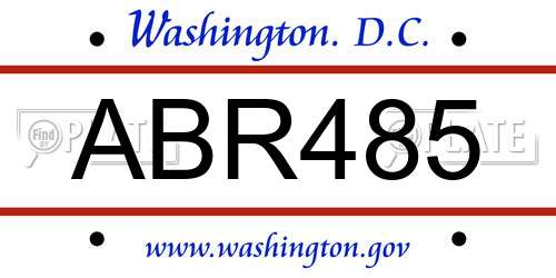 ABR485 District Of Columbia License Plate