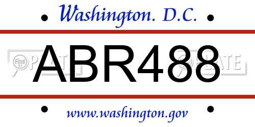 ABR488 District Of Columbia License Plate