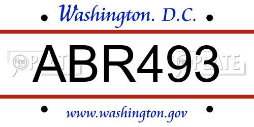 ABR493 District Of Columbia License Plate