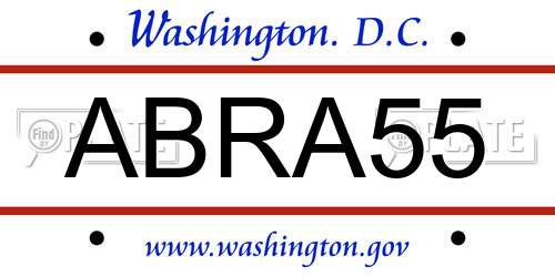 ABRA55 District Of Columbia License Plate