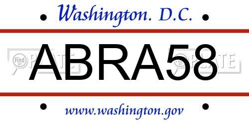 ABRA58 District Of Columbia License Plate
