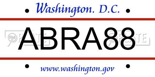 ABRA88 District Of Columbia License Plate