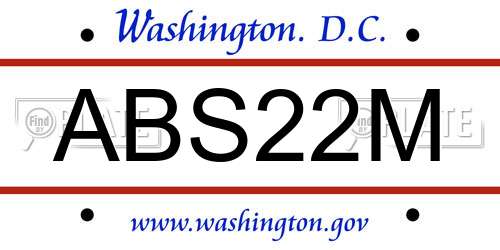 ABS22M District Of Columbia License Plate