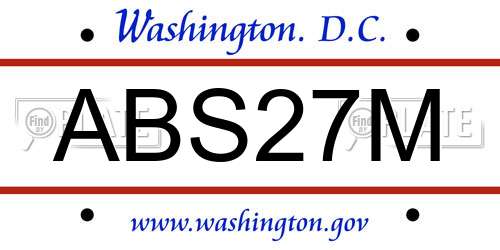 ABS27M District Of Columbia License Plate