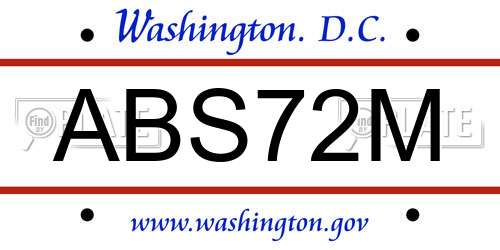 ABS72M District Of Columbia License Plate