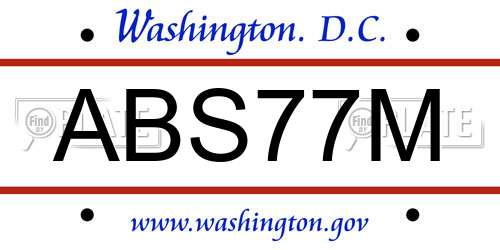 ABS77M District Of Columbia License Plate