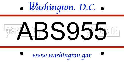 ABS955 District Of Columbia License Plate