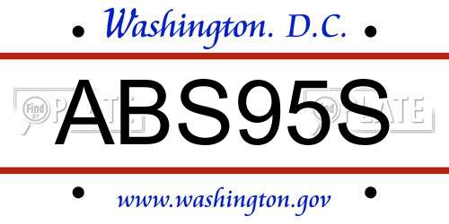 ABS95S District Of Columbia License Plate