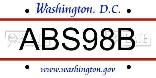 ABS98B District Of Columbia License Plate