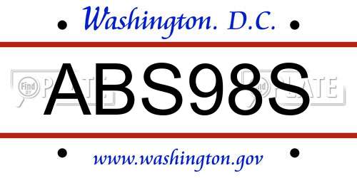 ABS98S District Of Columbia License Plate
