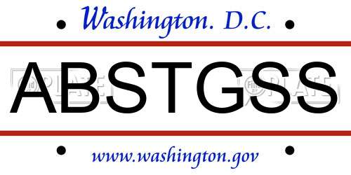 ABSTGSS District Of Columbia License Plate
