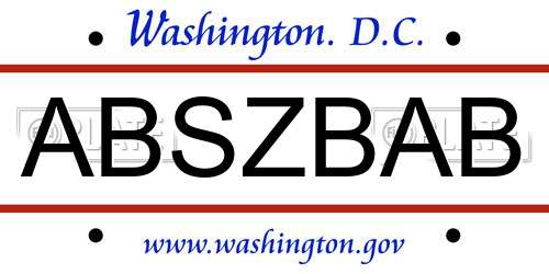 ABSZBAB District Of Columbia License Plate