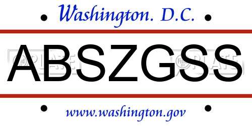 ABSZGSS District Of Columbia License Plate