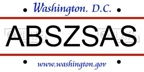 ABSZSAS District Of Columbia License Plate