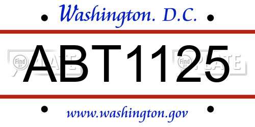 ABT1125 District Of Columbia License Plate