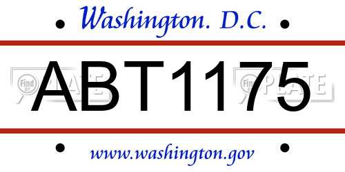 ABT1175 District Of Columbia License Plate