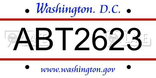 ABT2623 District Of Columbia License Plate