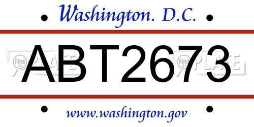 ABT2673 District Of Columbia License Plate