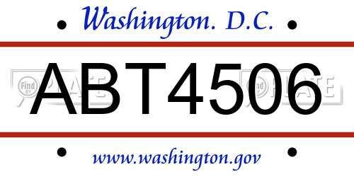 ABT4506 District Of Columbia License Plate