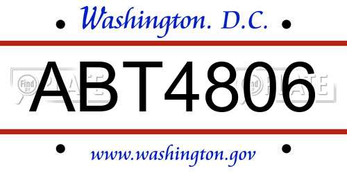 ABT4806 District Of Columbia License Plate