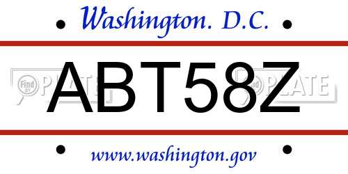 ABT58Z District Of Columbia License Plate