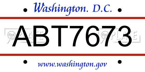 ABT7673 District Of Columbia License Plate