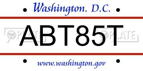 ABT85T District Of Columbia License Plate