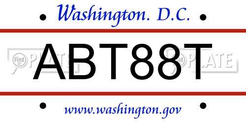 ABT88T District Of Columbia License Plate