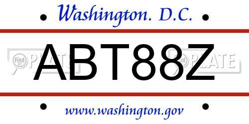 ABT88Z District Of Columbia License Plate