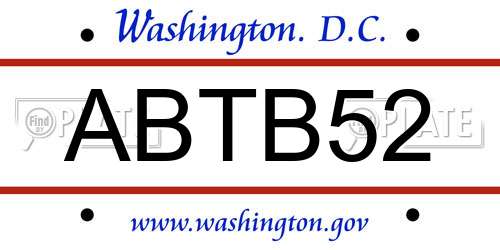 ABTB52 District Of Columbia License Plate