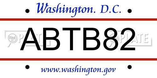 ABTB82 District Of Columbia License Plate