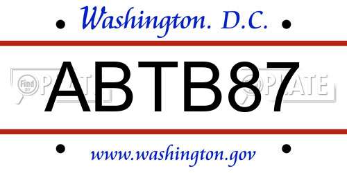 ABTB87 District Of Columbia License Plate