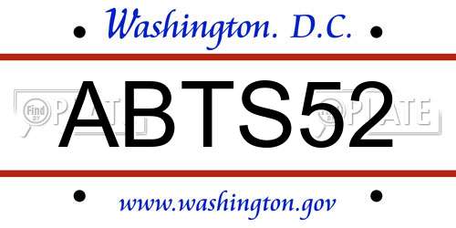 ABTS52 District Of Columbia License Plate