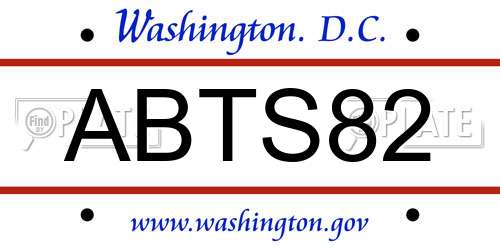 ABTS82 District Of Columbia License Plate