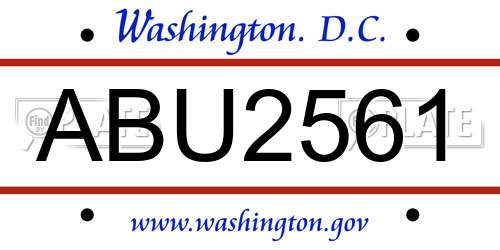 ABU2561 District Of Columbia License Plate