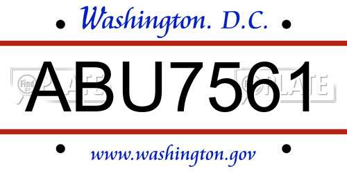 ABU7561 District Of Columbia License Plate