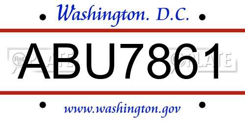 ABU7861 District Of Columbia License Plate