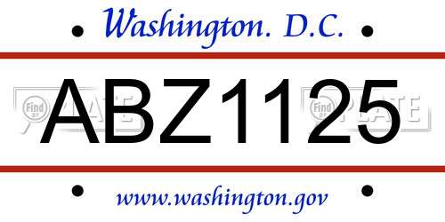 ABZ1125 District Of Columbia License Plate