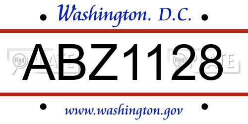 ABZ1128 District Of Columbia License Plate