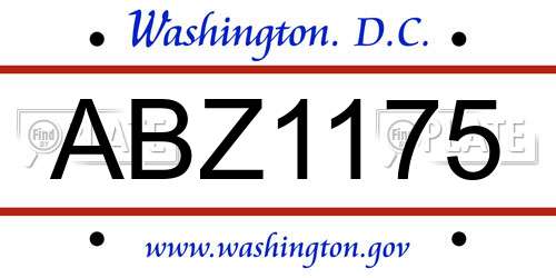 ABZ1175 District Of Columbia License Plate